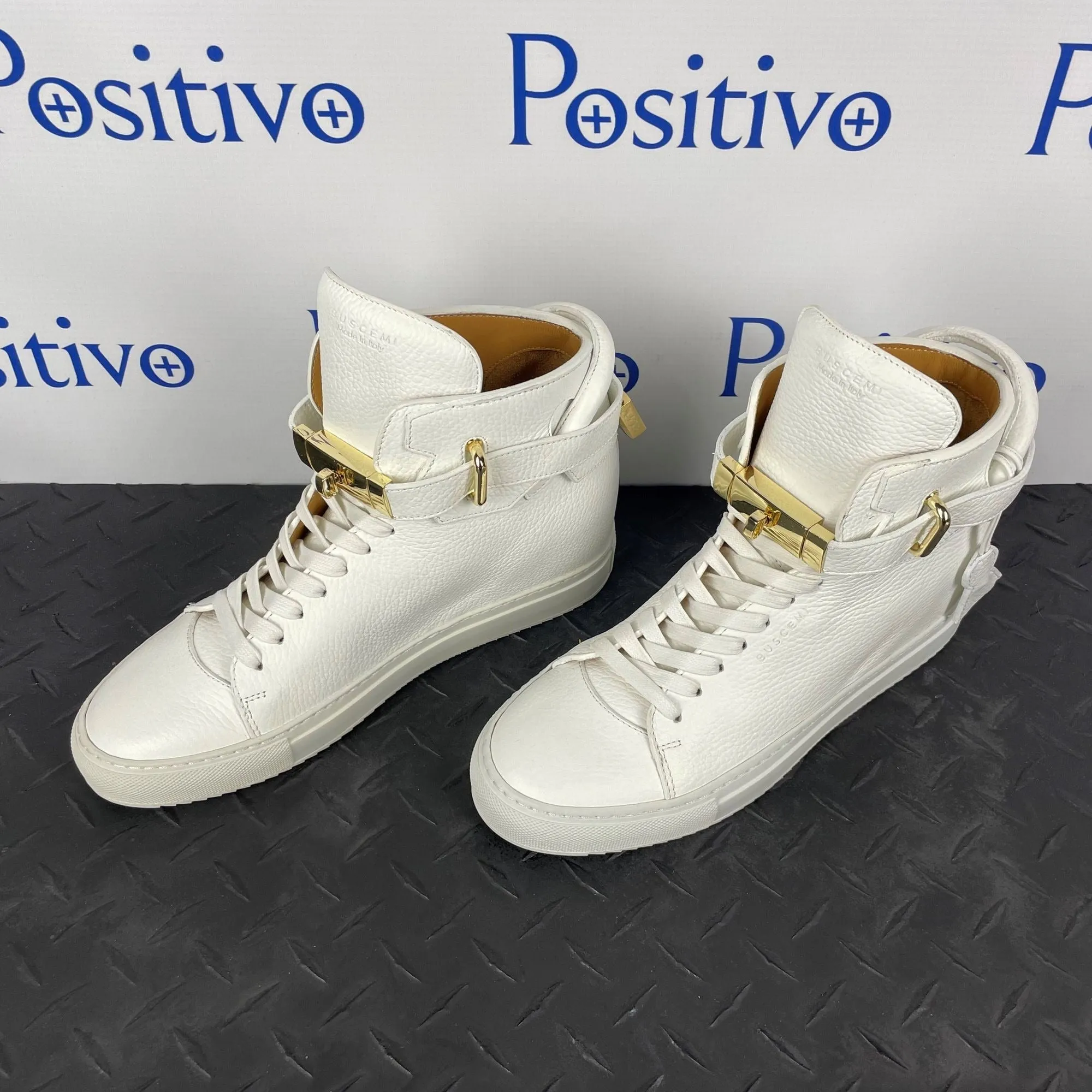 Buscemi Womens 100MM ALTA White Leather Sneakers Sample