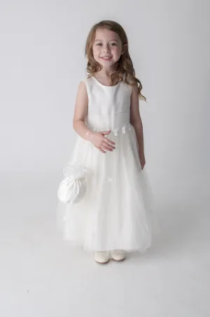 Butterflies Flower Girl Dress - with Petal Bag - Ivory