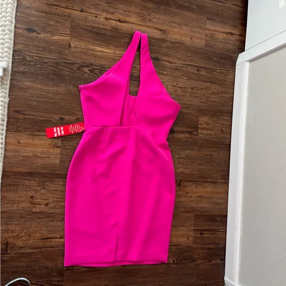 Calvin Klein Fuchsia Pink Plunge Front &amp; Back Dress Size 6 NWT