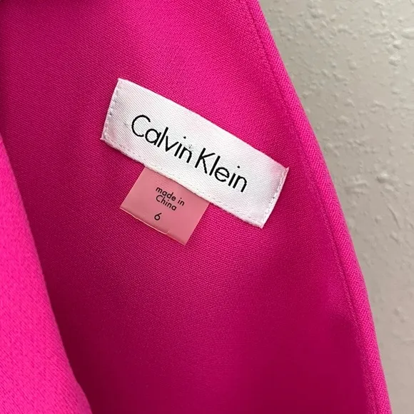 Calvin Klein Fuchsia Pink Plunge Front &amp; Back Dress Size 6 NWT