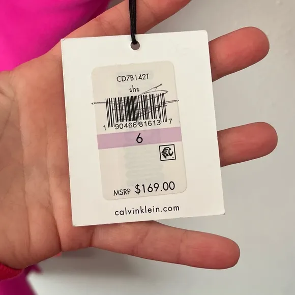 Calvin Klein Fuchsia Pink Plunge Front &amp; Back Dress Size 6 NWT