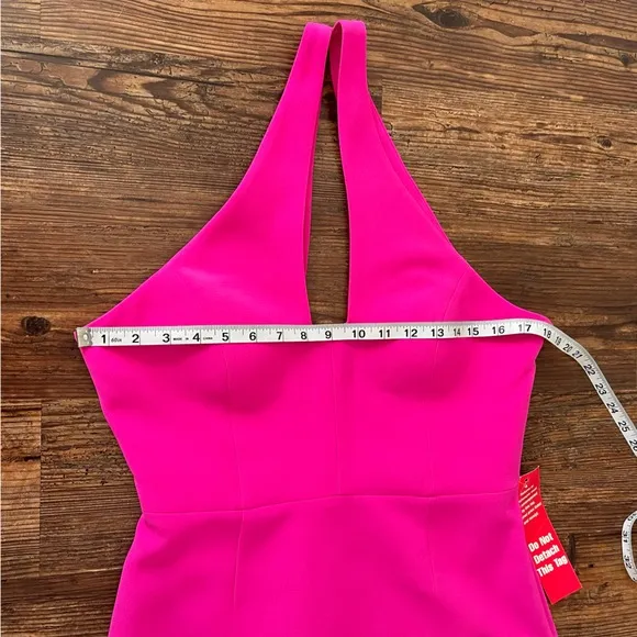 Calvin Klein Fuchsia Pink Plunge Front &amp; Back Dress Size 6 NWT