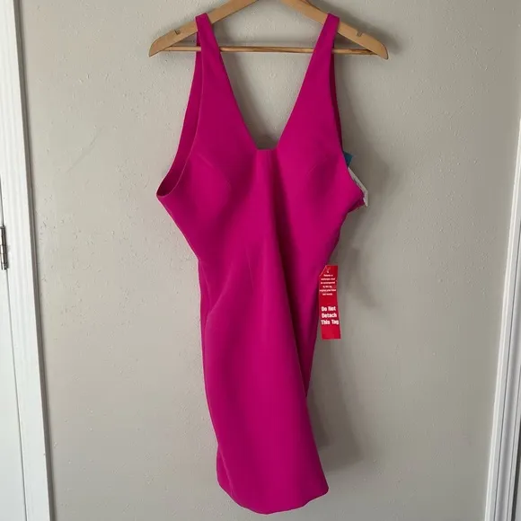 Calvin Klein Fuchsia Pink Plunge Front &amp; Back Dress Size 6 NWT