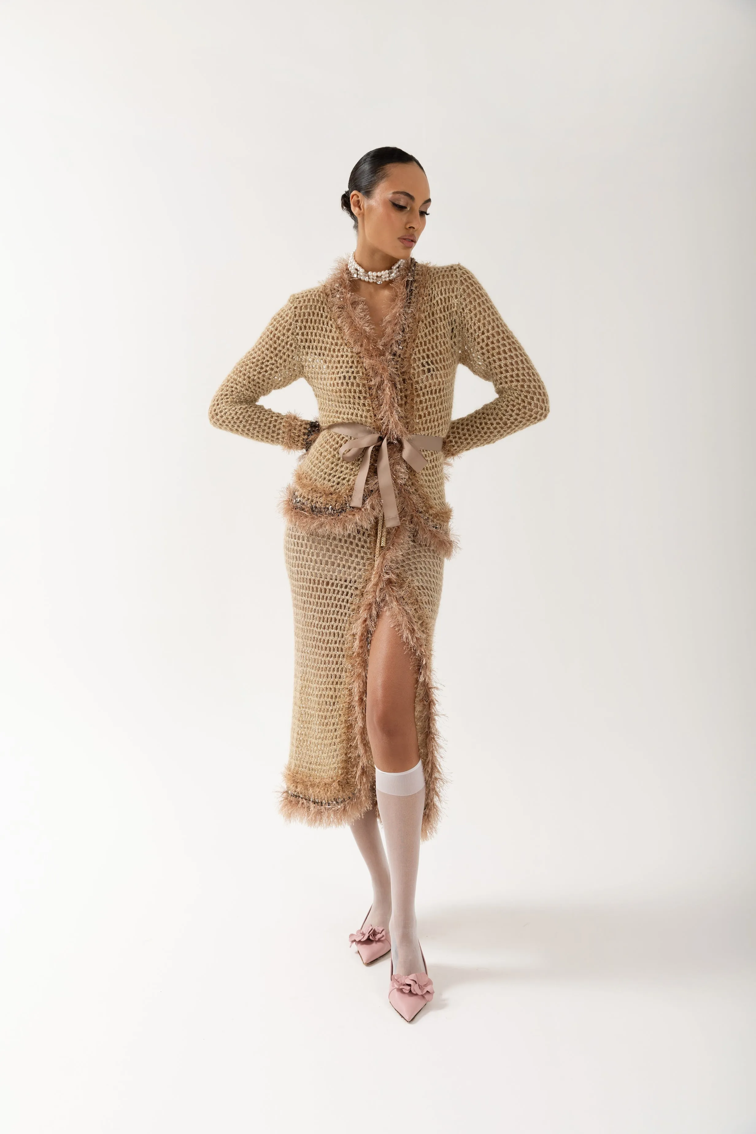 Camel Handmade Knit Cardigan