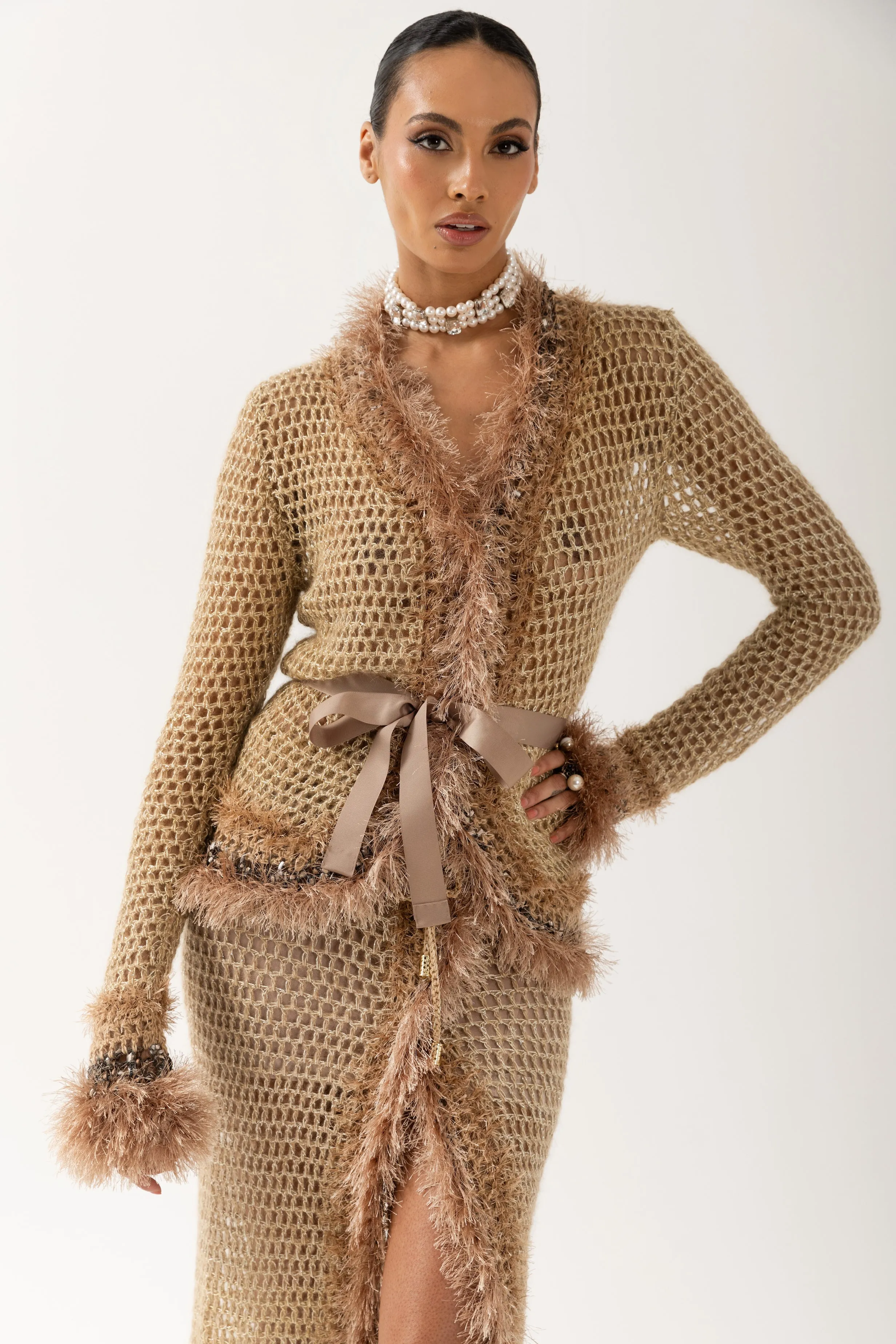 Camel Handmade Knit Cardigan