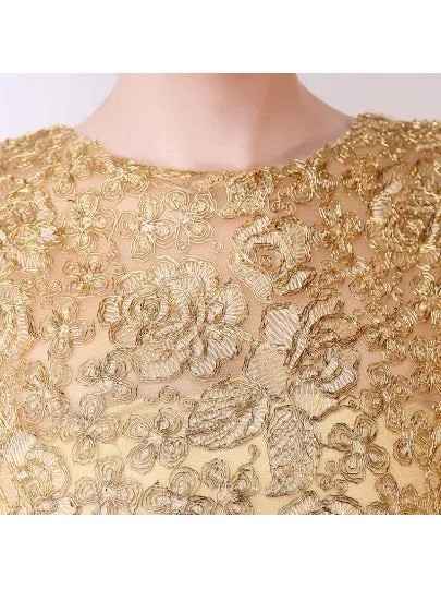 Cap Sleeves Appliques Crystal Sashes Evening Dress