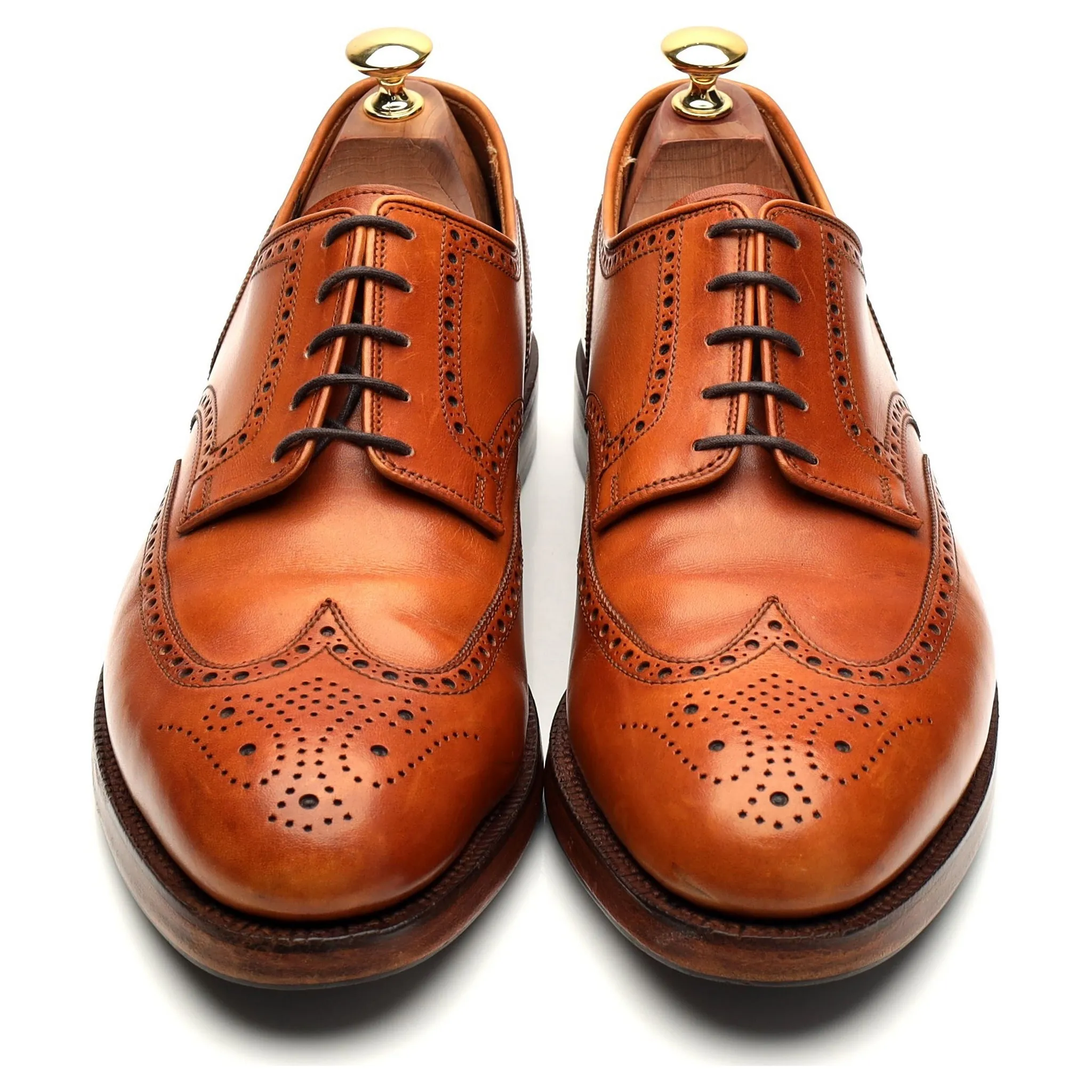 'Cardiff' Tan Brown Leather Derby Brogue UK 9.5 E