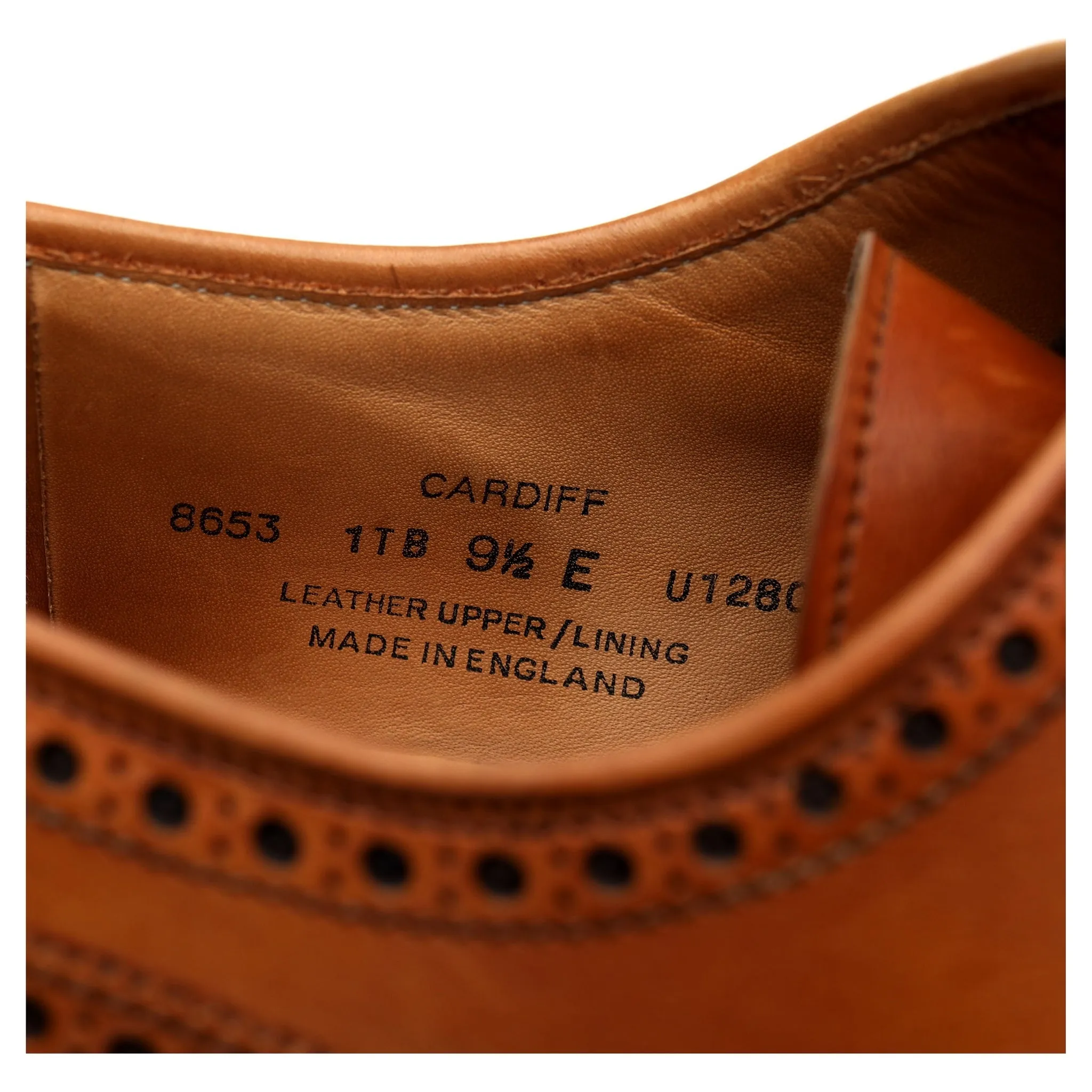'Cardiff' Tan Brown Leather Derby Brogue UK 9.5 E