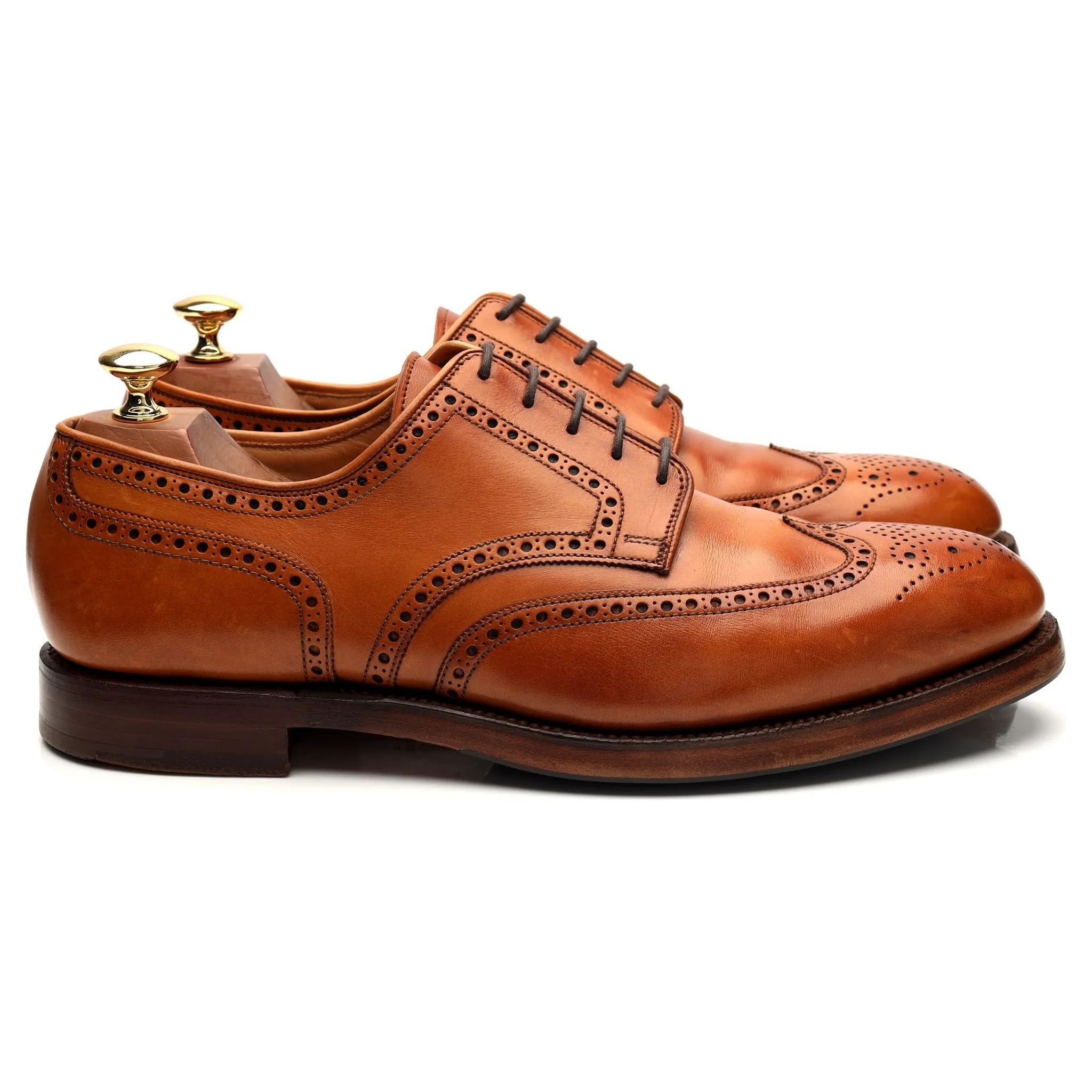 'Cardiff' Tan Brown Leather Derby Brogue UK 9.5 E