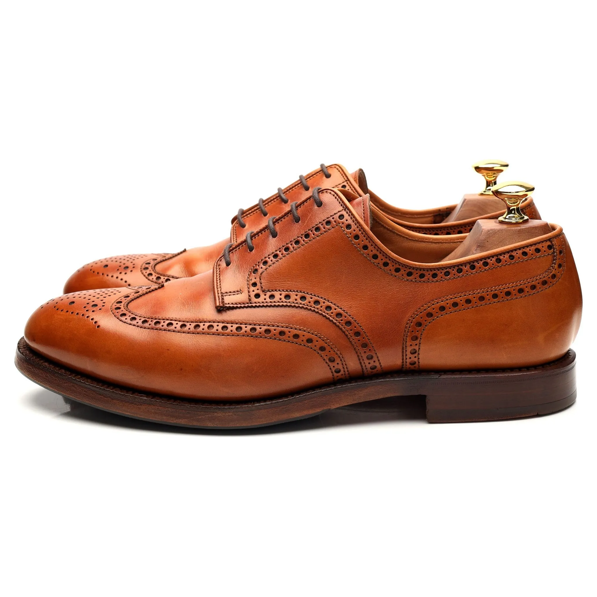 'Cardiff' Tan Brown Leather Derby Brogue UK 9.5 E