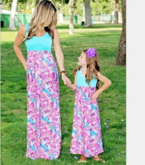 Cashew Phoenix Print Mother And Daughter Parent-Child Outfit Set