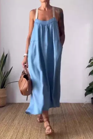 Casual Cotton and Linen Maxi dress