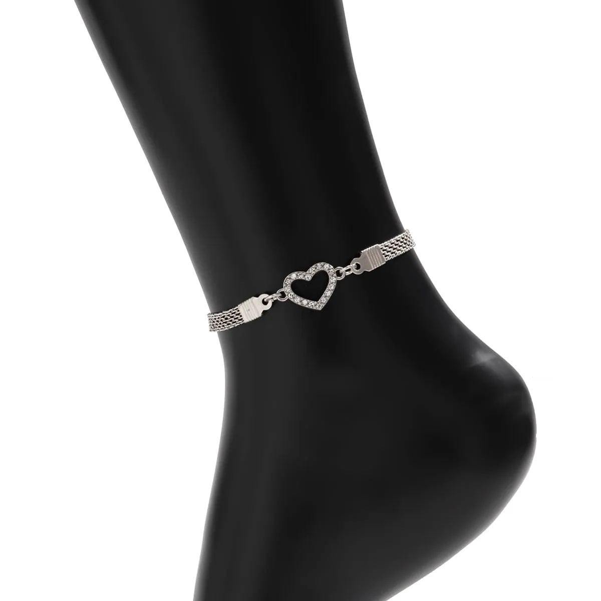 Casual Rhinstone Inlaid Heart Shaped Anklet
