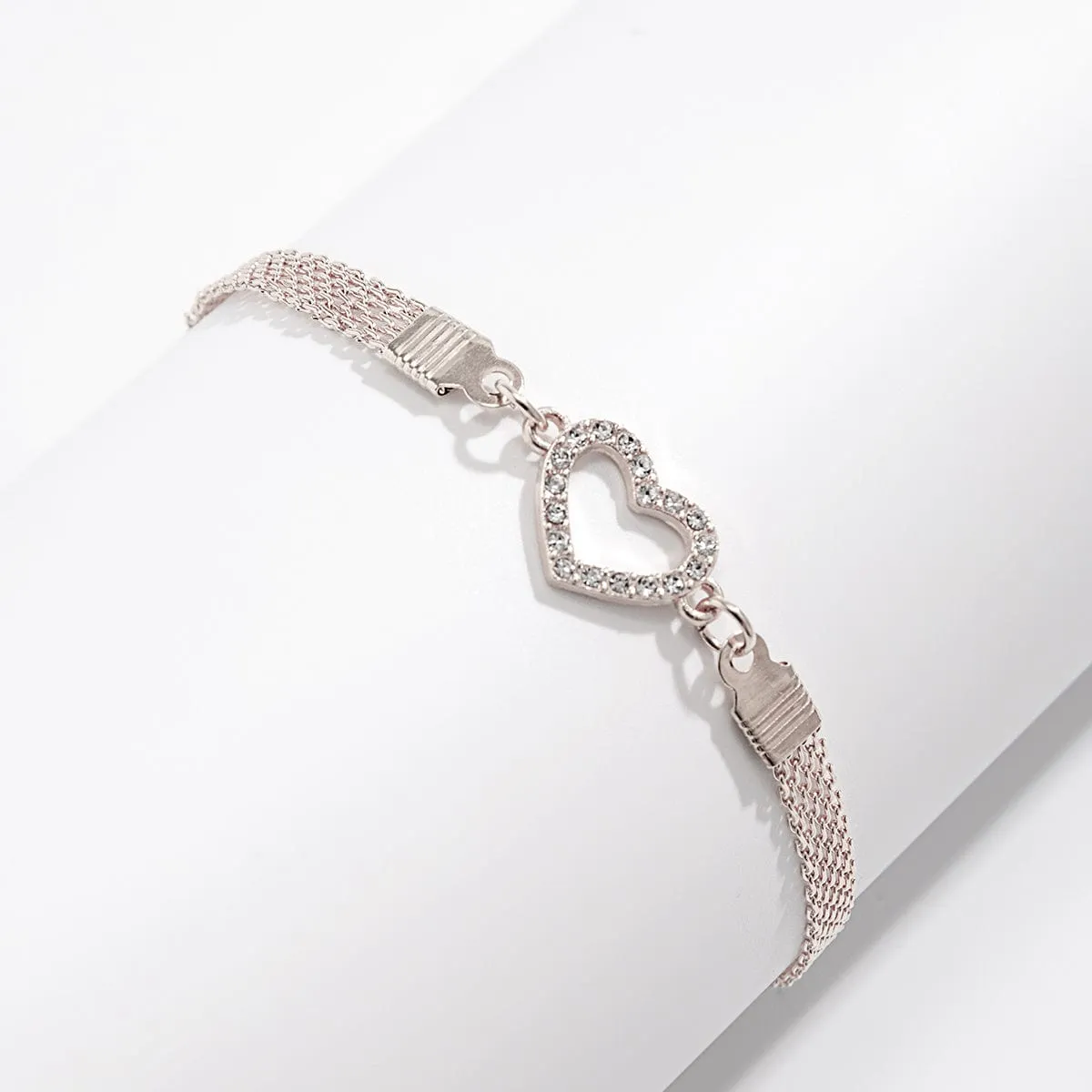Casual Rhinstone Inlaid Heart Shaped Anklet