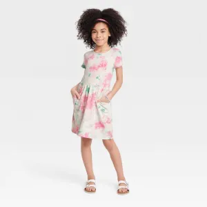 Cat & Jack Girls' Printed Short Sleeve Knit Dress 5EZ9L