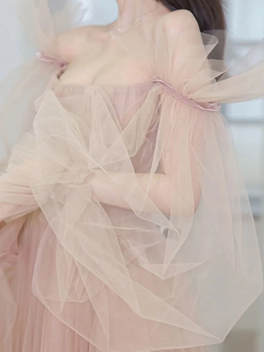 Champagne A line long prom dress champagne long formal dress