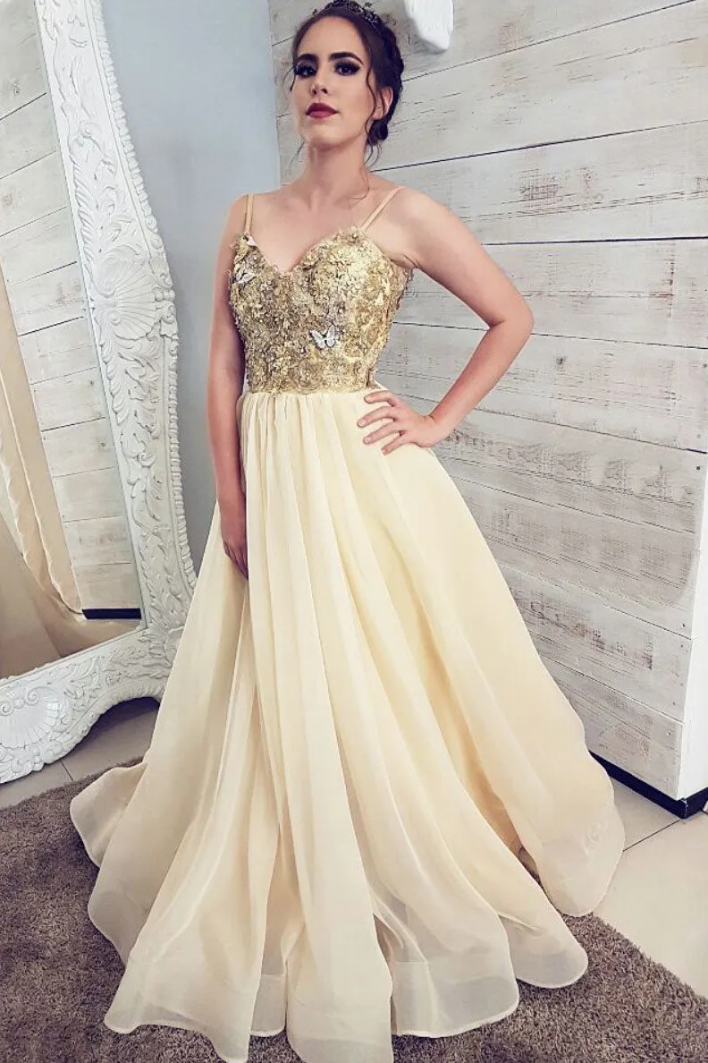 Champagne lace sweetheart long prom dress, evening dress