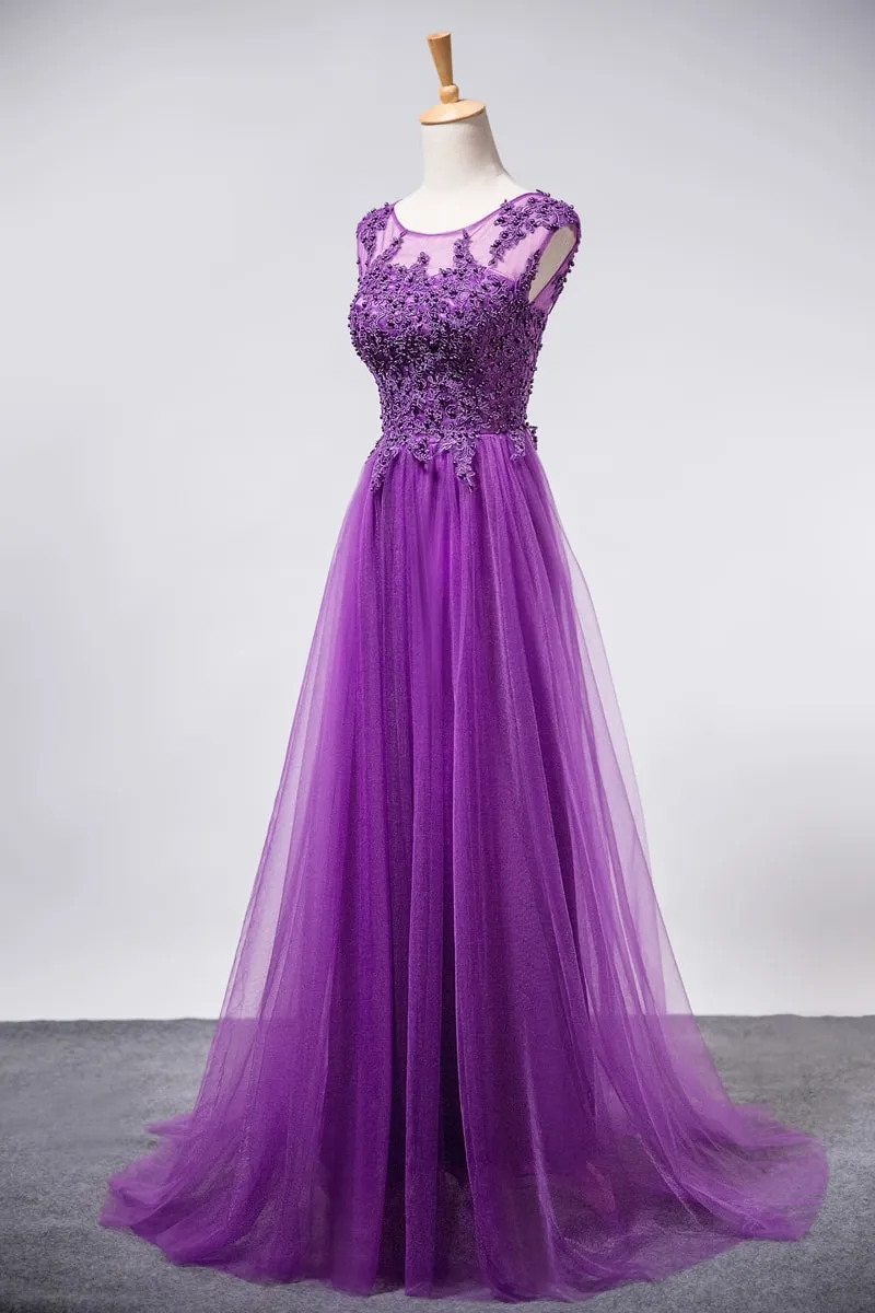 Charming Tulle Grey Party Dress Long, Tulle Bridesmaid Dress