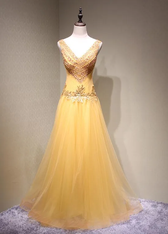 Charming Tulle Sequins Long Unique Party Dress, Lovely Formal Dresses