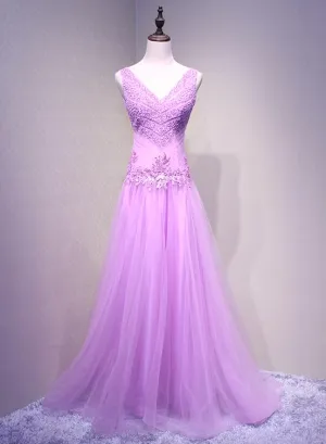 Charming Tulle Sequins Long Unique Party Dress, Lovely Formal Dresses