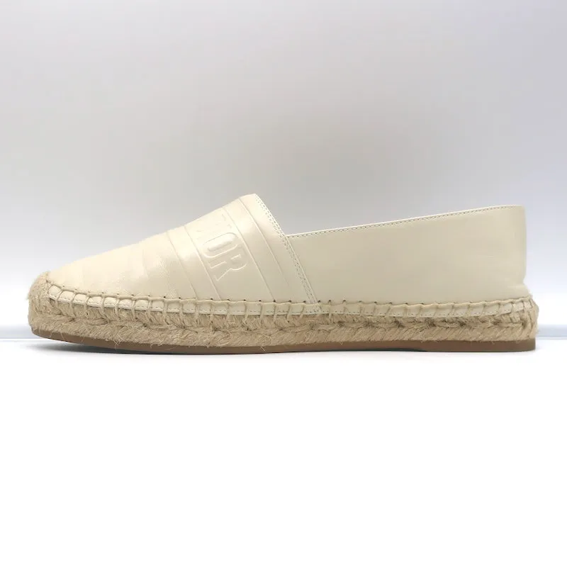 Christian Dior Granville Espadrilles Off-White Embossed Leather Size 37.5 D
