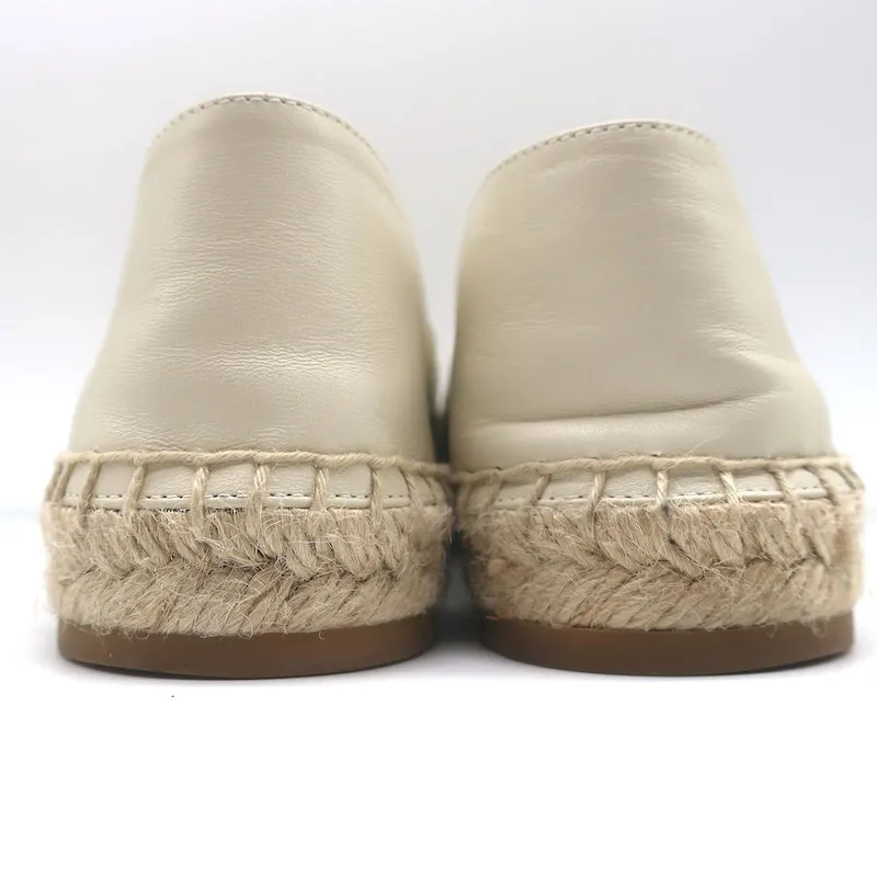 Christian Dior Granville Espadrilles Off-White Embossed Leather Size 37.5 D