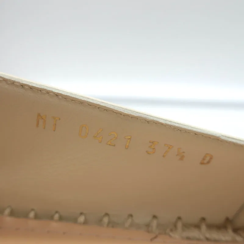Christian Dior Granville Espadrilles Off-White Embossed Leather Size 37.5 D