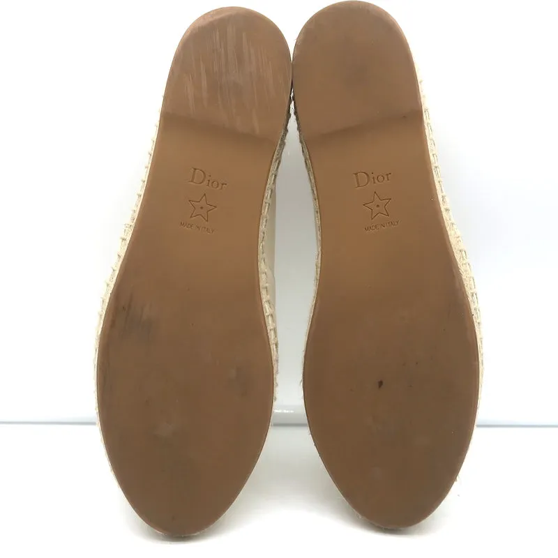 Christian Dior Granville Espadrilles Off-White Embossed Leather Size 37.5 D