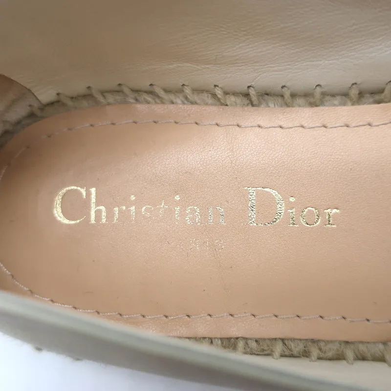 Christian Dior Granville Espadrilles Off-White Embossed Leather Size 37.5 D