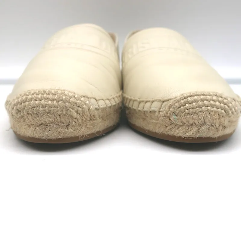 Christian Dior Granville Espadrilles Off-White Embossed Leather Size 37.5 D