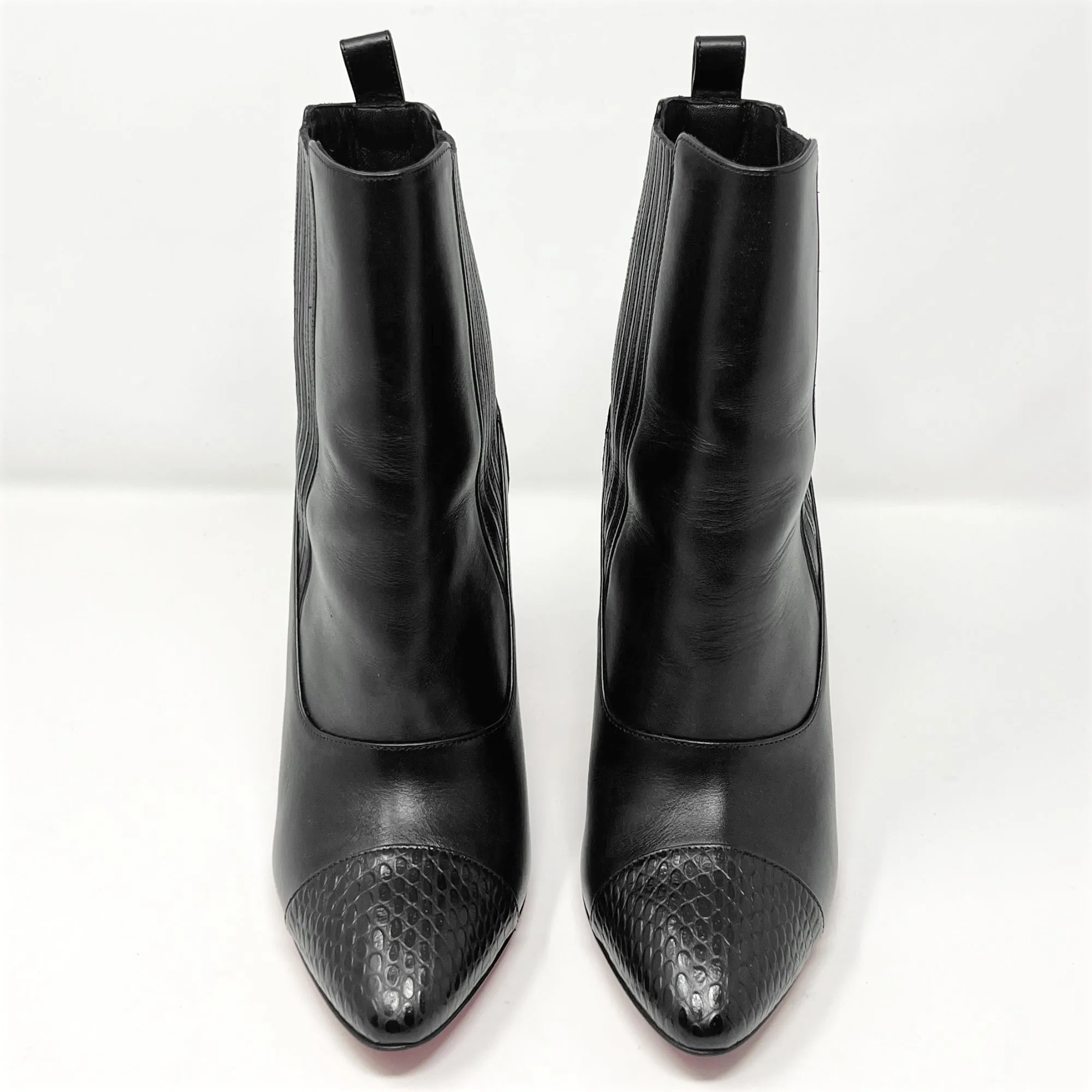 Christian Louboutin Me in the 90's 100 Black Leather Calf High Heels Boots Size EU 37.5