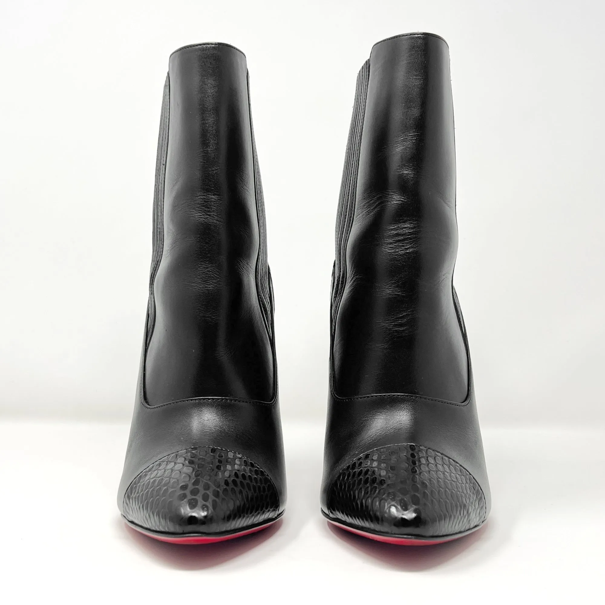 Christian Louboutin Me in the 90's 100 Black Leather Calf High Heels Boots Size EU 37.5