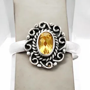 Citrine Solid 925 Sterling Silver Ring 7.5