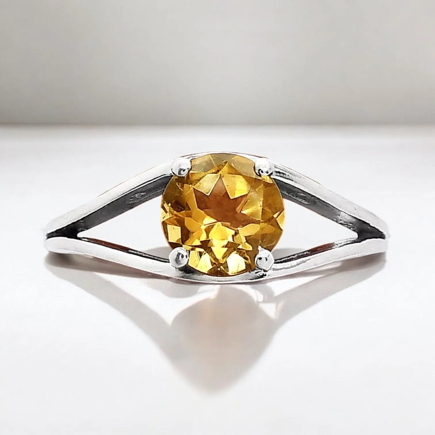 Citrine Solid 925 Sterling Silver Ring 8