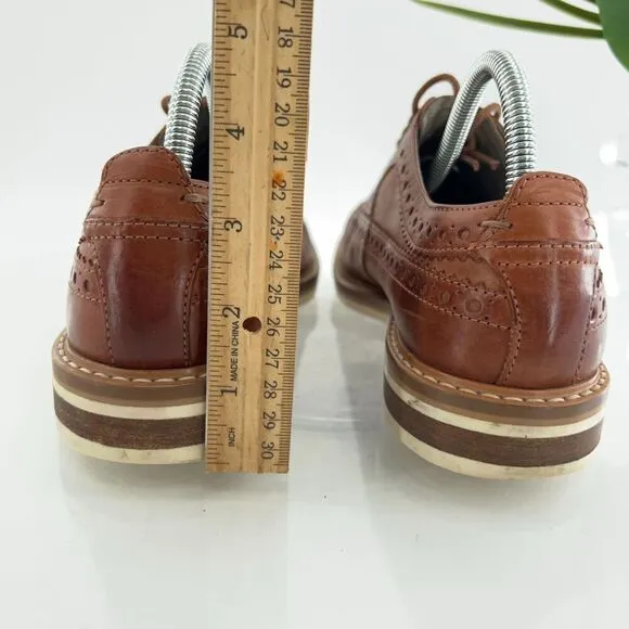 Clarks Mens Pitney Limit Loafer Size 7.5  Brown Wingtip Lace Up Leather Shoe