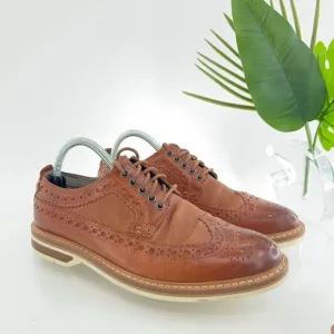 Clarks Mens Pitney Limit Loafer Size 7.5  Brown Wingtip Lace Up Leather Shoe