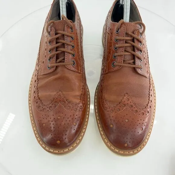 Clarks Mens Pitney Limit Loafer Size 7.5  Brown Wingtip Lace Up Leather Shoe