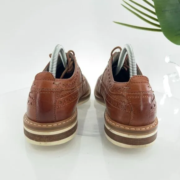 Clarks Mens Pitney Limit Loafer Size 7.5  Brown Wingtip Lace Up Leather Shoe