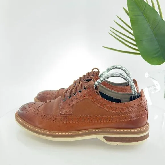 Clarks Mens Pitney Limit Loafer Size 7.5  Brown Wingtip Lace Up Leather Shoe