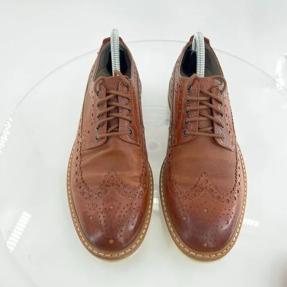 Clarks Mens Pitney Limit Loafer Size 7.5  Brown Wingtip Lace Up Leather Shoe