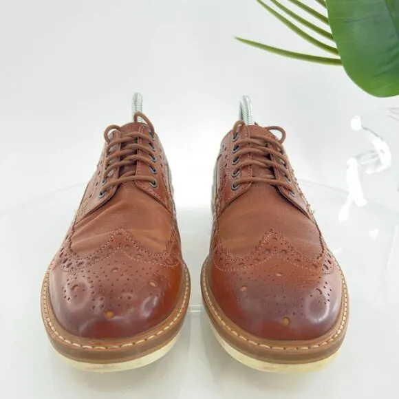Clarks Mens Pitney Limit Loafer Size 7.5  Brown Wingtip Lace Up Leather Shoe