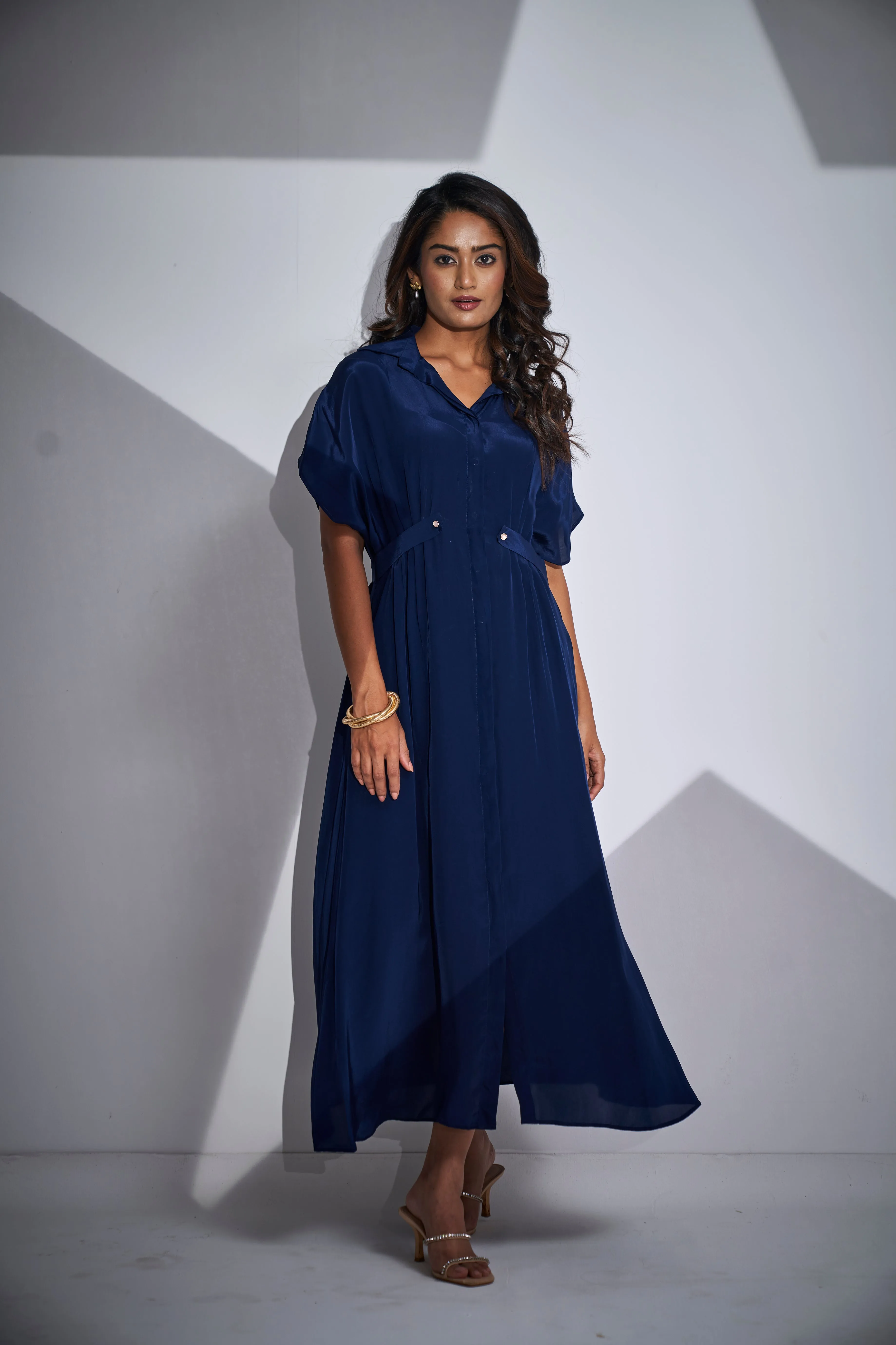 Classic Blue Button-front Dress