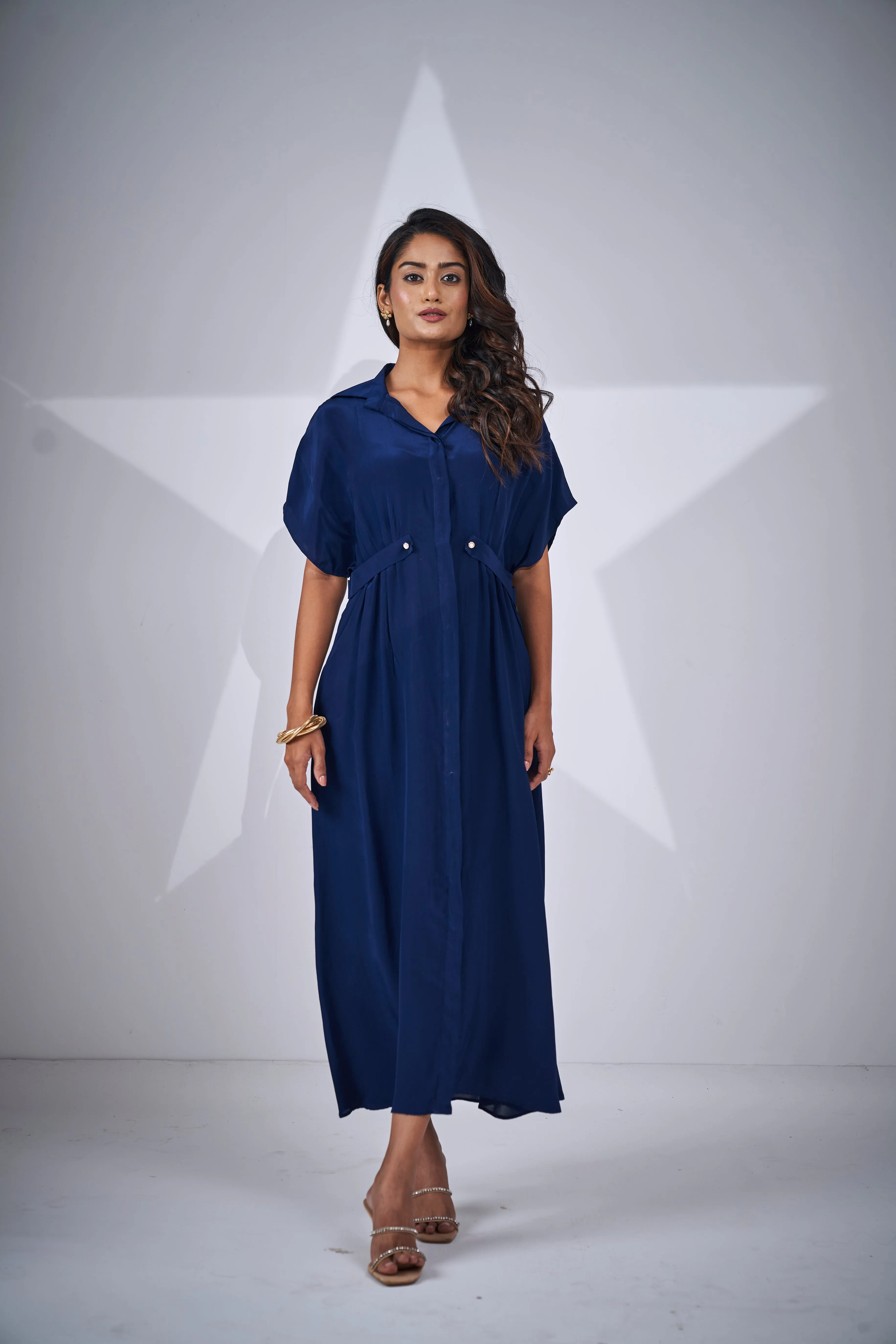 Classic Blue Button-front Dress