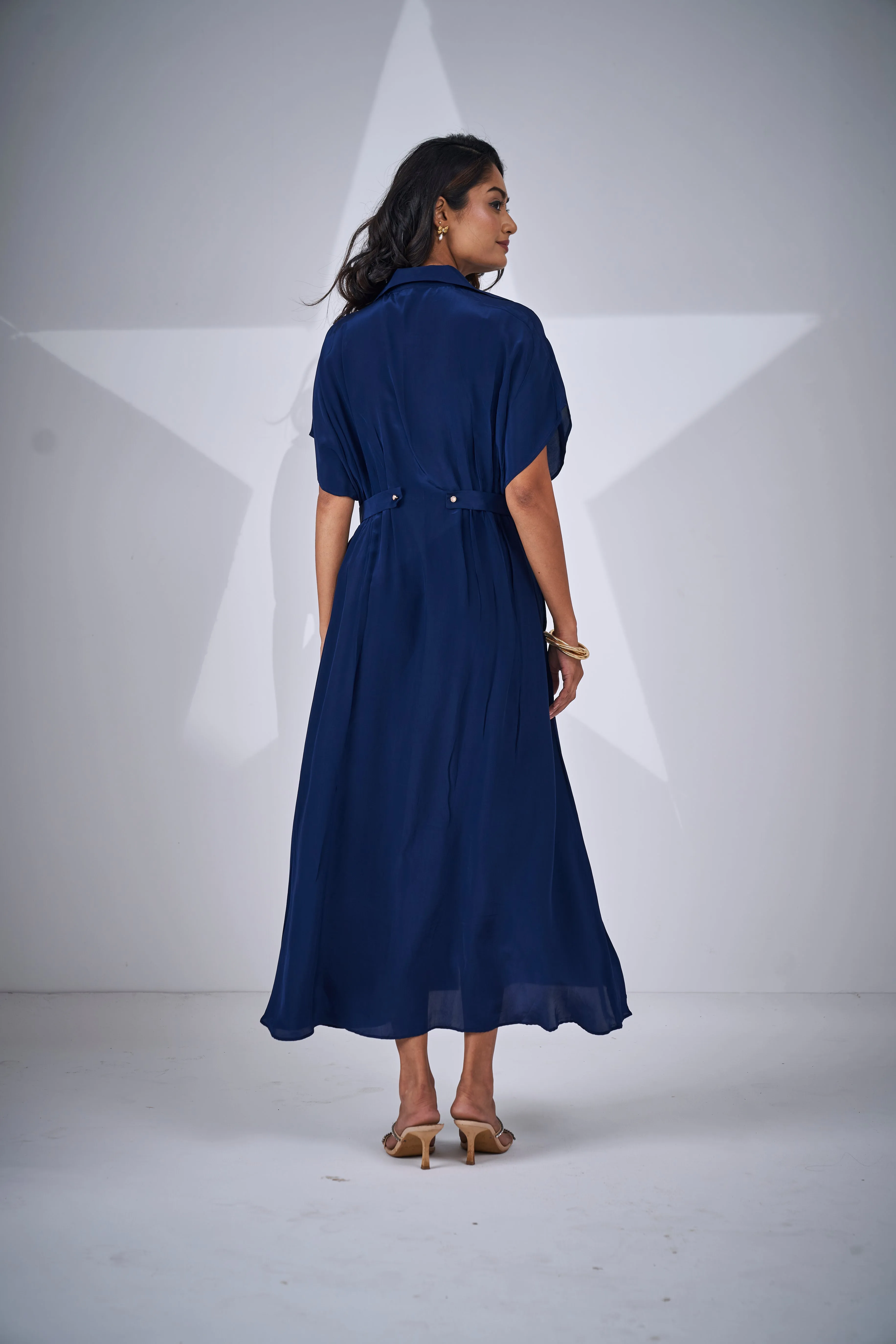 Classic Blue Button-front Dress