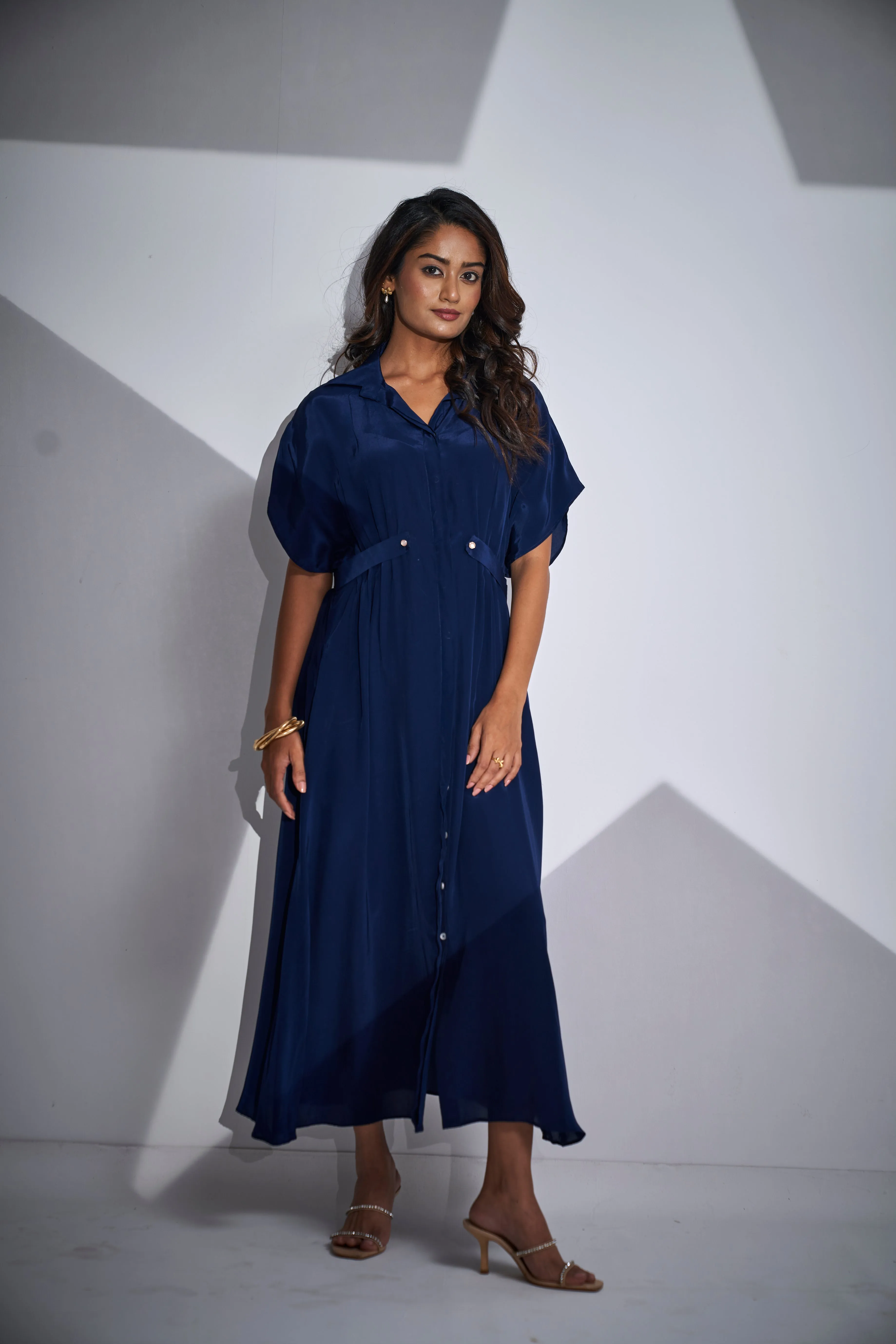 Classic Blue Button-front Dress