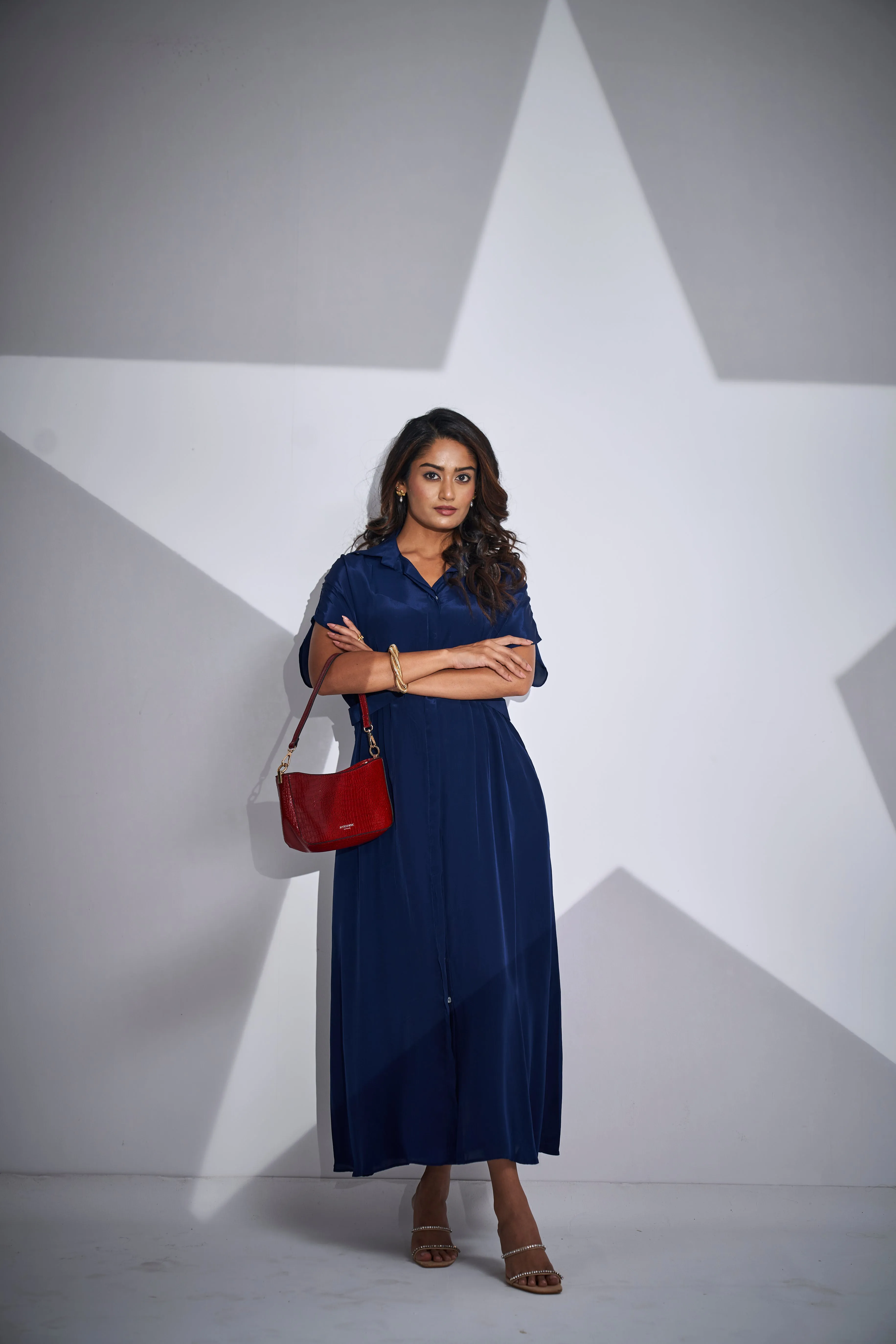 Classic Blue Button-front Dress