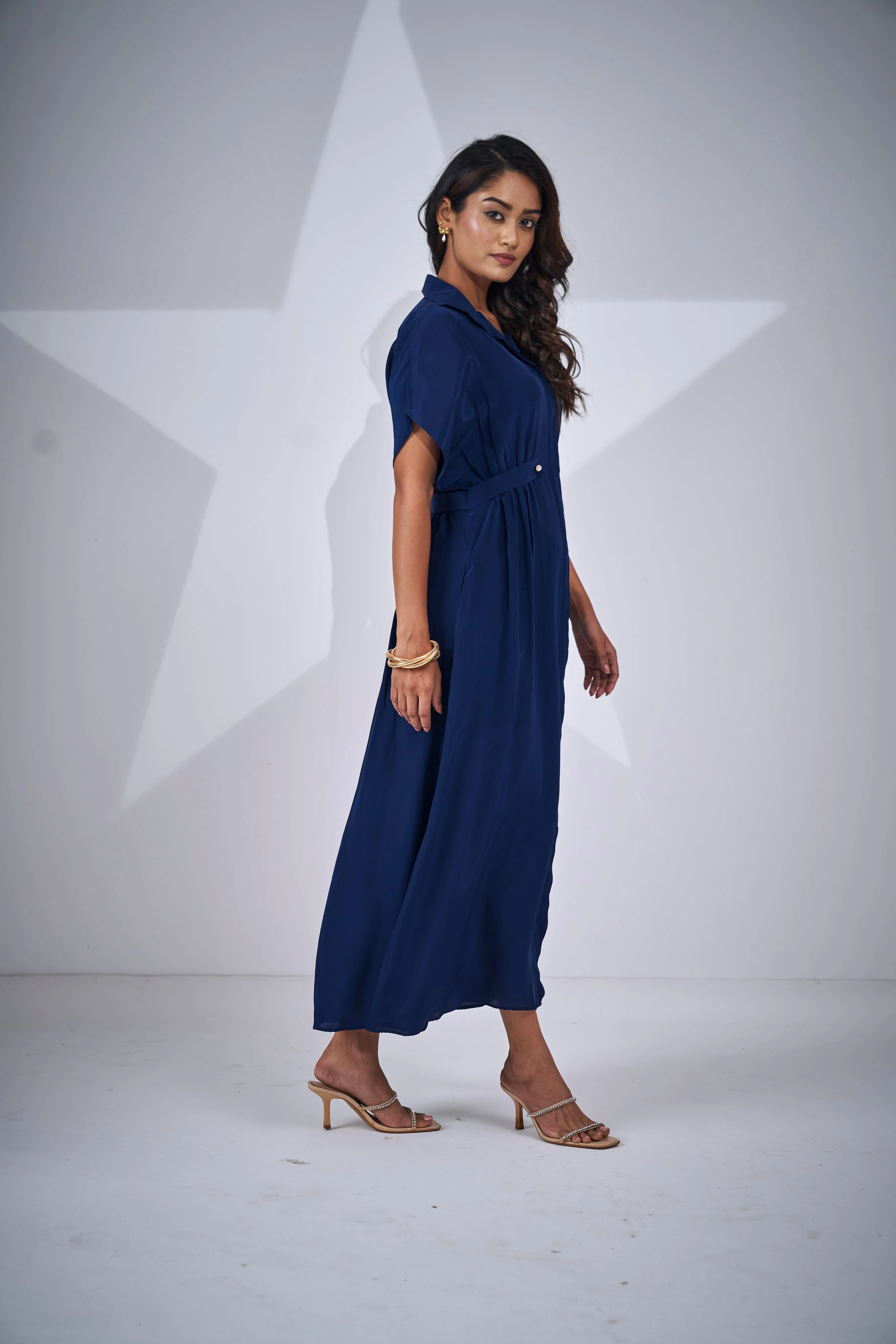 Classic Blue Button-front Dress