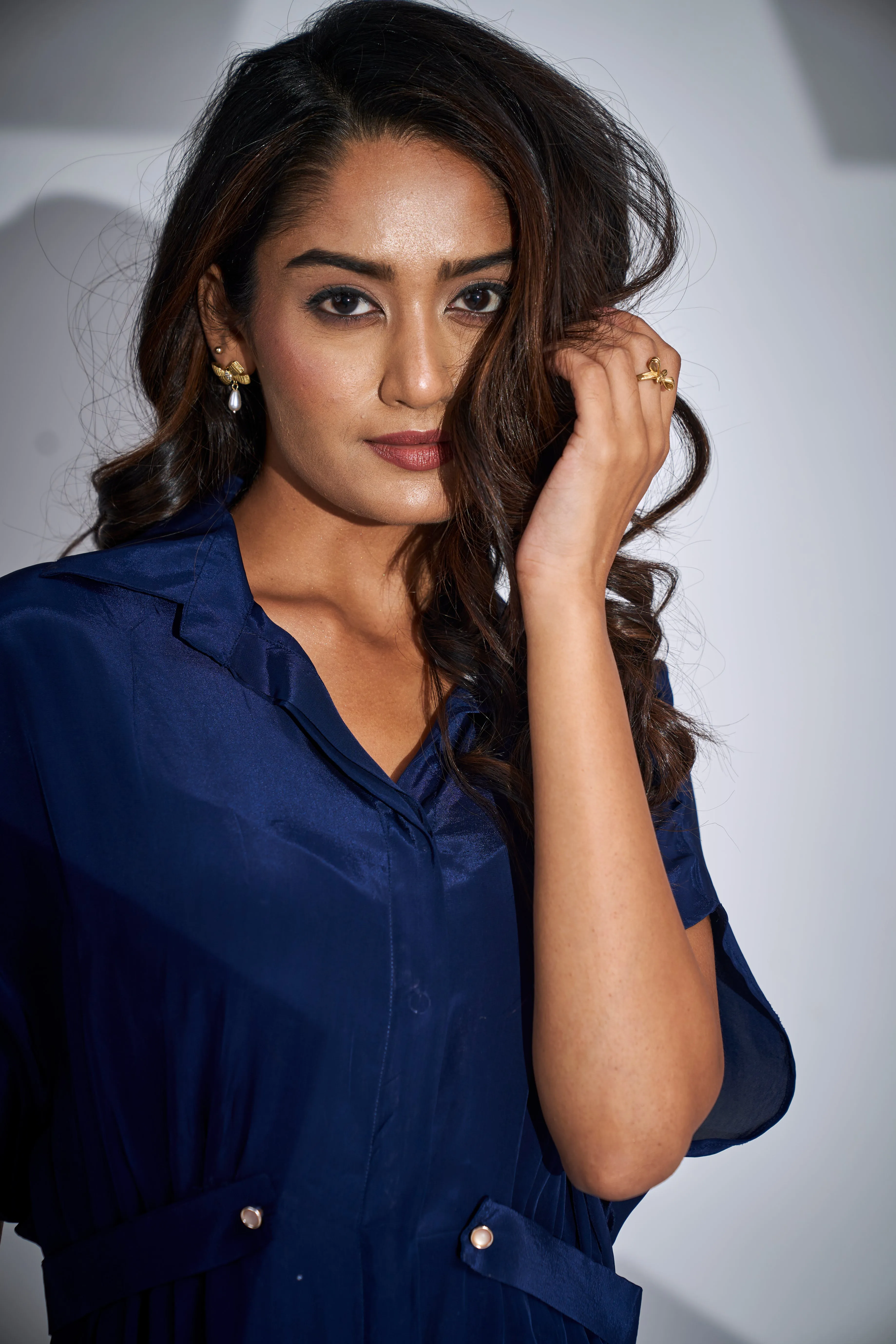 Classic Blue Button-front Dress
