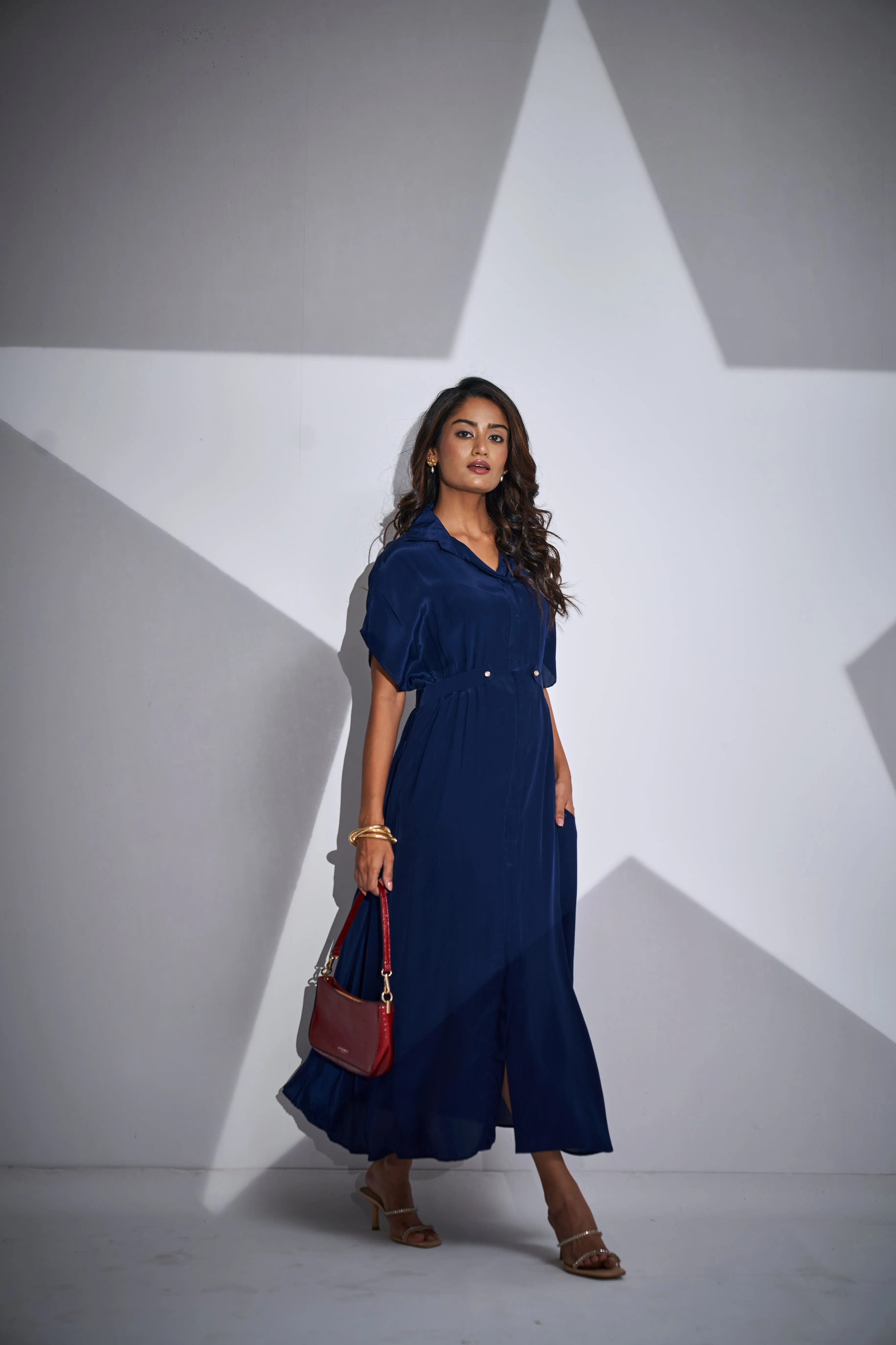 Classic Blue Button-front Dress
