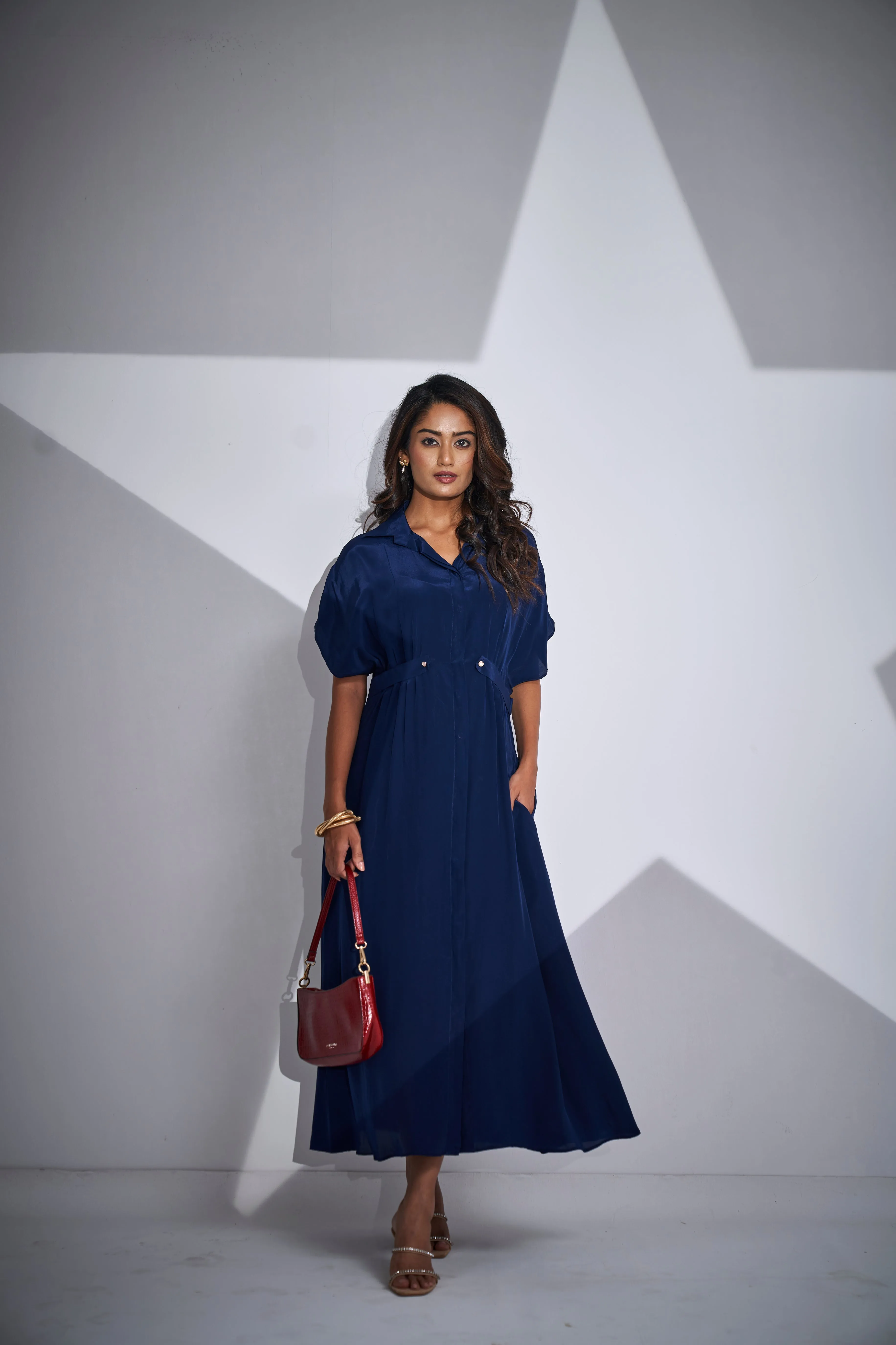 Classic Blue Button-front Dress